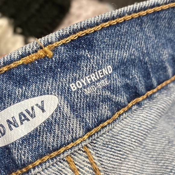 Old Navy jeans boyfriend Adele distressed patchwork tie dye size 0 stretch - Picture 9 of 10